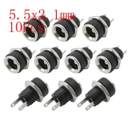 10Pcs 12V 5.5x2.1mm Plugs Jack DC Connectors 5.5*2.1mm DC Power Male Female Socket Nut Panel Mount DC Power Adapter Connector