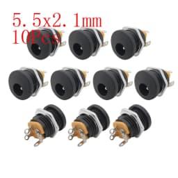 10Pcs 12V 5.5x2.1mm Plugs Jack DC Connectors 5.5*2.1mm DC Power Male Female Socket Nut Panel Mount DC Power Adapter Connector