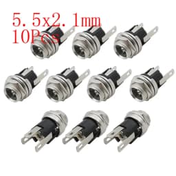 10Pcs 12V 5.5x2.1mm Plugs Jack DC Connectors 5.5*2.1mm DC Power Male Female Socket Nut Panel Mount DC Power Adapter Connector