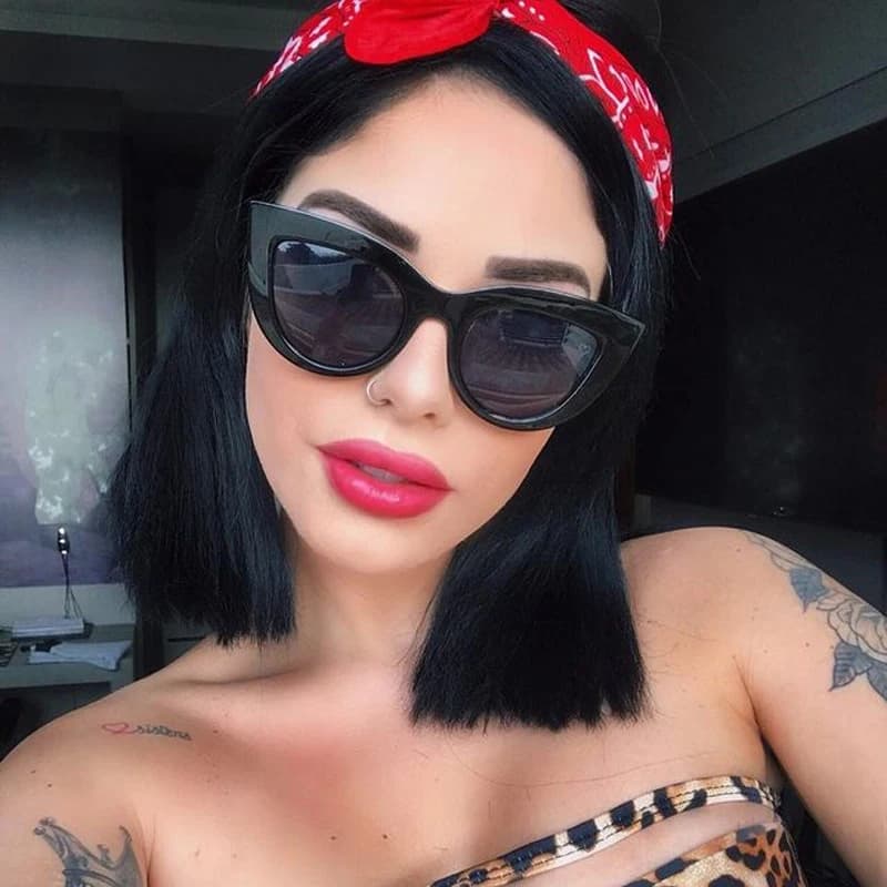 Brand Cat Eye Sunglasses Woman  Fashion Big Frame Sun Glasses Female Plastic Retro Designer Classic Cateye Vintage Gafas De Sol