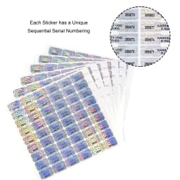300/600Pcs 24mmx16mm， Tamper Proof Holographic Stickers，Void Tamper Evident Security Labels， GENUINE Warranty Serial Number