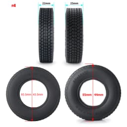 YEAHRUN 22/25/28/30mm Rubber Tyres Wheel Tires for Tamiya 1/14 RC Trailer Tractor Truck Front & Rear Wheel Rims Accessories Part