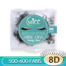 MICC 3D 14D 7mm 20mm Pointy Base Medium Stem Slim Thin Premade Volume Loose Fans Lashes Russian Fan Eyelash Extensions Faux Mink