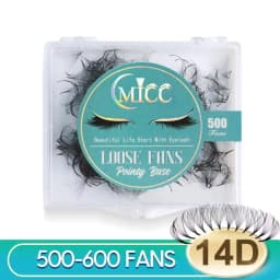 MICC 3D 14D 7mm 20mm Pointy Base Medium Stem Slim Thin Premade Volume Loose Fans Lashes Russian Fan Eyelash Extensions Faux Mink