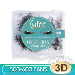 MICC 3D 14D 7mm 20mm Pointy Base Medium Stem Slim Thin Premade Volume Loose Fans Lashes Russian Fan Eyelash Extensions Faux Mink