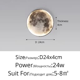 Moon LED Wall Light For Bedroom Kid's Room Foyer Living Room Coffee Bar Aisle Hallway Gallery Studyroom Loft Indoor Home Lights