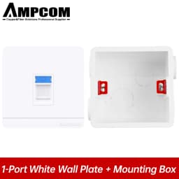 AMPCOM 86-type Wall Faceplate With Mounting Junction Box , Networking Telephone Socket Outlet Mount Panel For RJ45 RJ11 Module