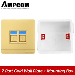 AMPCOM 86-type Wall Faceplate With Mounting Junction Box , Networking Telephone Socket Outlet Mount Panel For RJ45 RJ11 Module