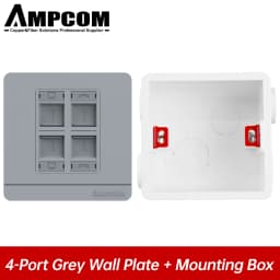 AMPCOM 86-type Wall Faceplate With Mounting Junction Box , Networking Telephone Socket Outlet Mount Panel For RJ45 RJ11 Module