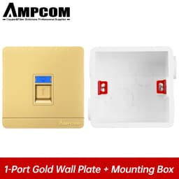 AMPCOM 86-type Wall Faceplate With Mounting Junction Box , Networking Telephone Socket Outlet Mount Panel For RJ45 RJ11 Module