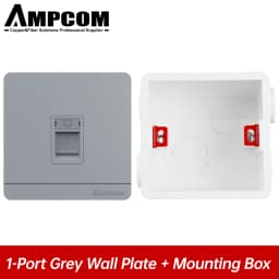AMPCOM 86-type Wall Faceplate With Mounting Junction Box , Networking Telephone Socket Outlet Mount Panel For RJ45 RJ11 Module