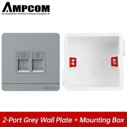 AMPCOM 86-type Wall Faceplate With Mounting Junction Box , Networking Telephone Socket Outlet Mount Panel For RJ45 RJ11 Module