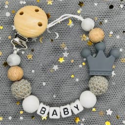 Custom Name Personalized Baby Beech Wooden Chew Beads Pacifier Clips Dummy Chains Holder Soother Chain Newborn Teething Toy Gift