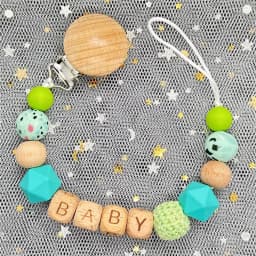 Custom Name Personalized Baby Beech Wooden Chew Beads Pacifier Clips Dummy Chains Holder Soother Chain Newborn Teething Toy Gift