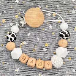 Custom Name Personalized Baby Beech Wooden Chew Beads Pacifier Clips Dummy Chains Holder Soother Chain Newborn Teething Toy Gift