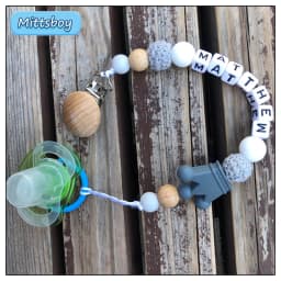 Custom Name Personalized Baby Beech Wooden Chew Beads Pacifier Clips Dummy Chains Holder Soother Chain Newborn Teething Toy Gift