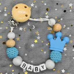 Custom Name Personalized Baby Beech Wooden Chew Beads Pacifier Clips Dummy Chains Holder Soother Chain Newborn Teething Toy Gift
