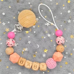 Custom Name Personalized Baby Beech Wooden Chew Beads Pacifier Clips Dummy Chains Holder Soother Chain Newborn Teething Toy Gift