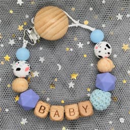 Custom Name Personalized Baby Beech Wooden Chew Beads Pacifier Clips Dummy Chains Holder Soother Chain Newborn Teething Toy Gift