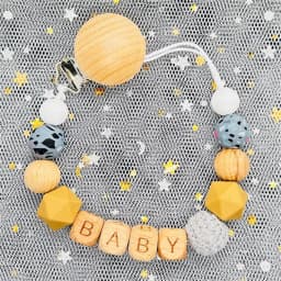 Custom Name Personalized Baby Beech Wooden Chew Beads Pacifier Clips Dummy Chains Holder Soother Chain Newborn Teething Toy Gift