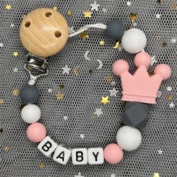 Custom Name Personalized Baby Beech Wooden Chew Beads Pacifier Clips Dummy Chains Holder Soother Chain Newborn Teething Toy Gift