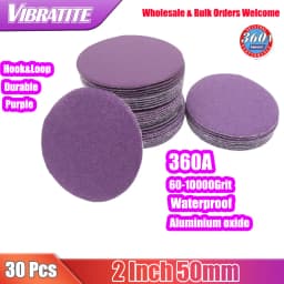 30 Pcs 2 Inch 50mm Purple Sanding Discs Wet Dry 60-10000 Grit Hook&Loop Aluminum Oxide Sandpaper for Drill Grinder Rotary Tools