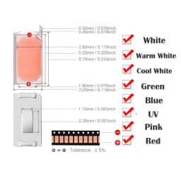 100Pcs SMD 5730 5630 LED Diode Chip 0.1W 0.2W 0.5W Warm White Red Green Blue Yellow Orange UV Purple Pink Light Beads Emitting