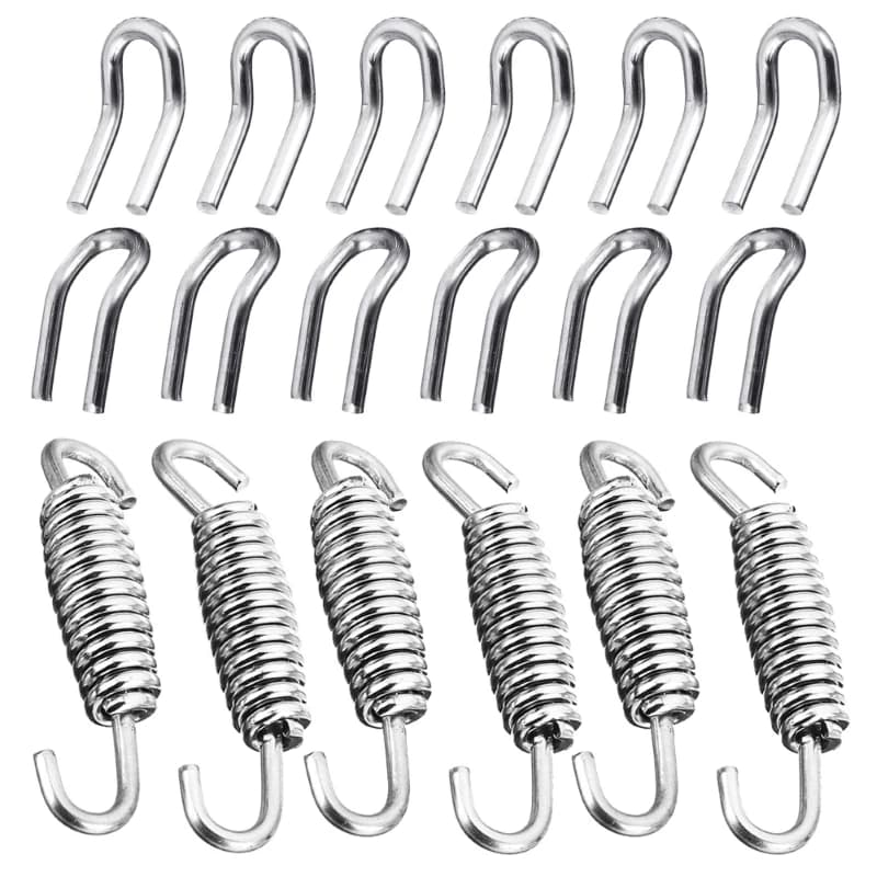 6PCS Springs+12PCS Hooks Stainless Steel Spring Hook Motorcycle Exhaust Pipe Muffler Springs Hooks Motorcycle Accessories
