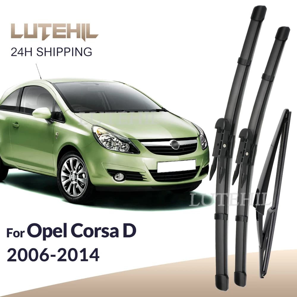 For Opel Corsa D 2006-2014 2007 2008 2009 2010 Wiper Front & Rear Wiper Blades Windshield Windscreen Window Brushes 26"+16"+12"