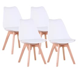 A Set of 2/4/6 Mid-Century Dining Chairs Modern Style Plastic DAW Shell Lounge Chair with Wooden Legs for Kitchen Office Black