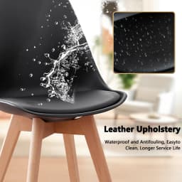 A Set of 2/4/6 Mid-Century Dining Chairs Modern Style Plastic DAW Shell Lounge Chair with Wooden Legs for Kitchen Office Black