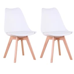A Set of 2/4/6 Mid-Century Dining Chairs Modern Style Plastic DAW Shell Lounge Chair with Wooden Legs for Kitchen Office Black