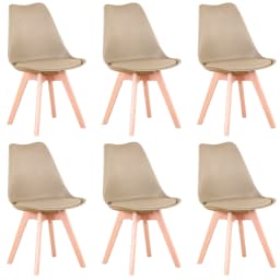 A Set of 2/4/6 Mid-Century Dining Chairs Modern Style Plastic DAW Shell Lounge Chair with Wooden Legs for Kitchen Office Black