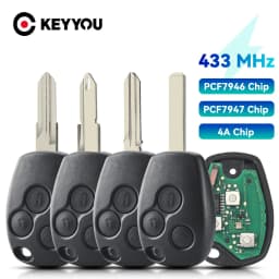 KEYYOU For Renault Clio Kangoo Master Modus Logan Twingo Fob ID46 PCF7946 / PCF7947 / 4A Chip 434MHz 3 Buttons Remote Car Key