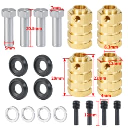 YEAHRUN 4pcs 15/20mm Heavy Duty Brass 12mm Wheel Hex Hubs Extended Adapter for TRX-4 TRX4 1/10 RC Crawler Car Model Parts