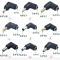 DC Connector 5.5 X 2.1MM Female Power Adapter to 3.0×1.35, 5.0*3.0, 4.0×1.7, 5.5×2.1, 5.5×2.5, 6.3×3.0, 6.0×4.4MM Male 90 Degree