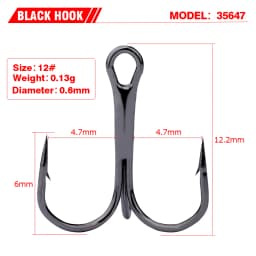 High Carbon Steel Treble Hooks 1000Pcs Saltwater Sharp Fishhook Barbed Bright Tin Sea Fishing Hook Double Strengthened Wholesale