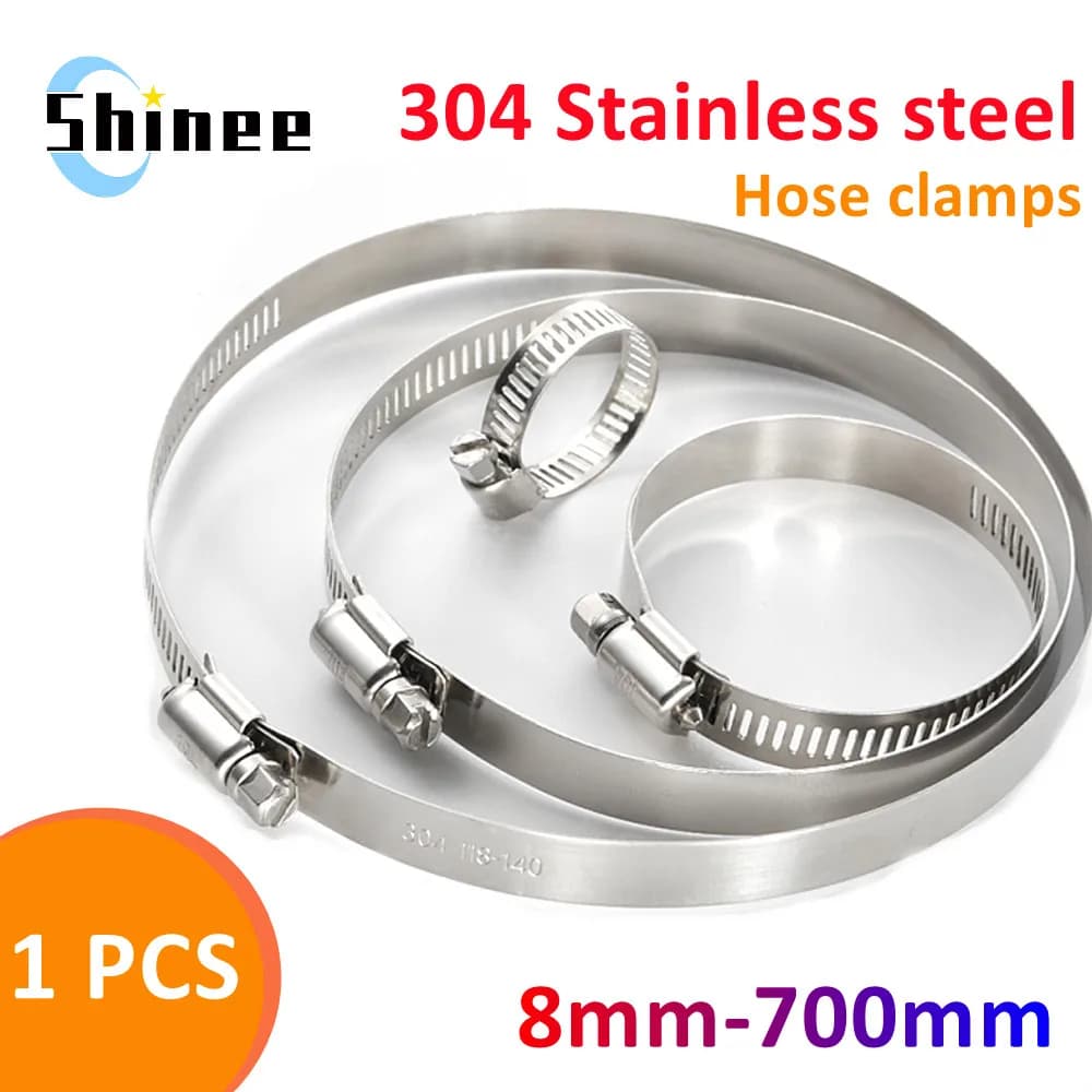 1pcs 8mm-700mm Pipe Hose Clamps Stainless Steel Hoop Clamp Automotive Car Fuel Pipe Tube Clip Hardware Spring Water Plumbing