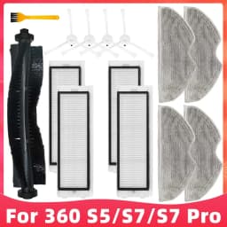 Compatible For 360 S5 / S7/ S7 Pro Robot Robotic Vacuum Cleaner Hepa Filter Main Brush Side Brushes Mop Rag Replacement Parts