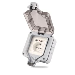 IP66 EU Standard German Style Outdoor Waterproof with USB Socket Wall Power Switch Socket Plug Outlet AC 250V 16A Home