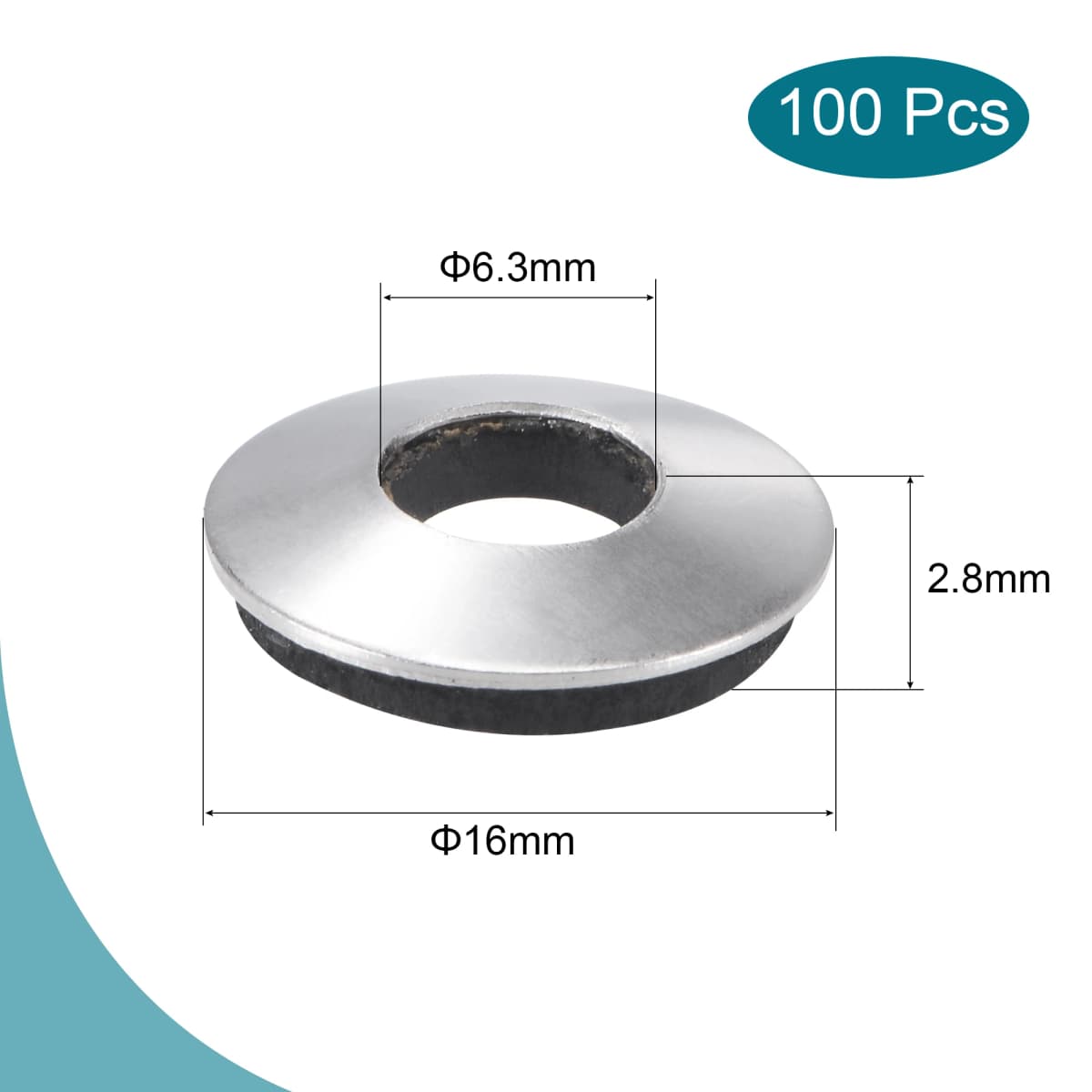 100pcs Bonded Sealing Washers Stainless Steel EPDM Rubber Backed Screw Gasket, Serves As A Cushion Protecting From Vibration