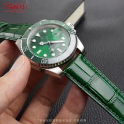 COW LEATHER Watchband 12 -24mm Glossy Green Watch Strap Genuine Leather Bracelet 15mm 20mm 22mm Watch Band Wristwatches Band