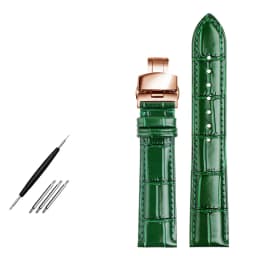 COW LEATHER Watchband 12 -24mm Glossy Green Watch Strap Genuine Leather Bracelet 15mm 20mm 22mm Watch Band Wristwatches Band