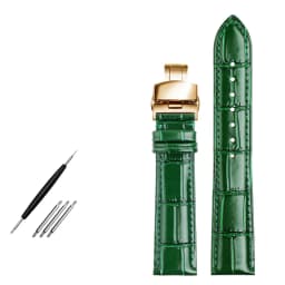 COW LEATHER Watchband 12 -24mm Glossy Green Watch Strap Genuine Leather Bracelet 15mm 20mm 22mm Watch Band Wristwatches Band