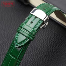 COW LEATHER Watchband 12 -24mm Glossy Green Watch Strap Genuine Leather Bracelet 15mm 20mm 22mm Watch Band Wristwatches Band