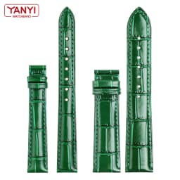 COW LEATHER Watchband 12 -24mm Glossy Green Watch Strap Genuine Leather Bracelet 15mm 20mm 22mm Watch Band Wristwatches Band