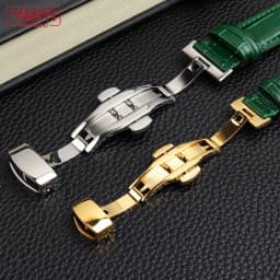 COW LEATHER Watchband 12 -24mm Glossy Green Watch Strap Genuine Leather Bracelet 15mm 20mm 22mm Watch Band Wristwatches Band