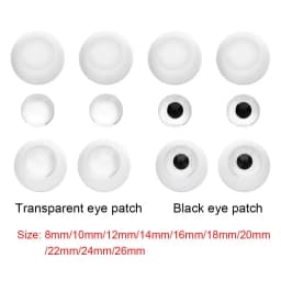 1Set 8~26mm Safety Acrylic Doll Eyes Half Round Eyeball Transparent&Black Eye Patch DIY Doll Toys Accessories Gifts