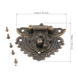 1pc Antique Bronze Hasp Latch Jewelry Wooden Box Lock Mini Cabinet Buckle Case Locks Decorative Handle 50*56mm