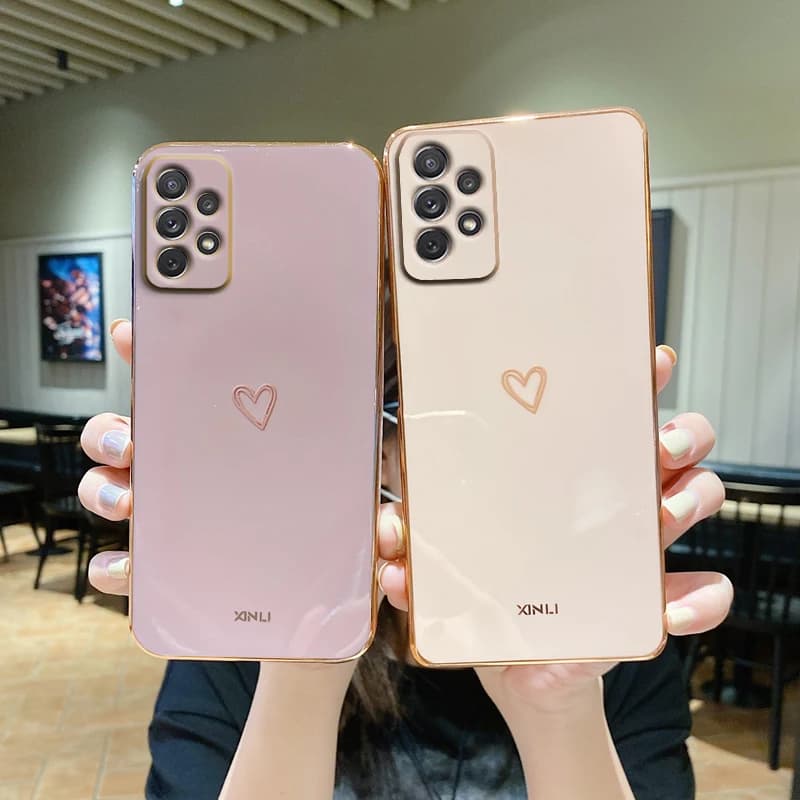 Love Heart Phone Case On For Samsung Galaxy A32 A 32 A52 A72 A 52 4G 5G A52S A53 A23 A33 A73 A12 A54 A34 Silicone Luxury Cover